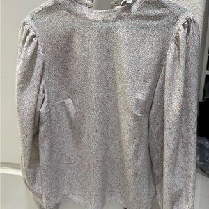 Women's Cream Floral Long-Sleeve Blouse